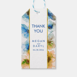 Navy Fall Floral Gold Rahmen Chic Hochzeit Geschenkanhänger