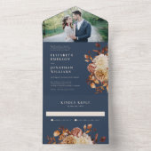 Navy Fall Foto Hochzeit alles in einer Einladung (Innen Boden)