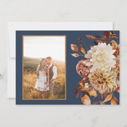 Navy Fall Foto Save The Date (Rückseite)