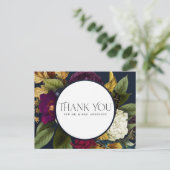 NAVY FALL RETRO BURGUNDY BLUMENWEDD DANKEN POSTKARTE (Stehend Vorderseite)