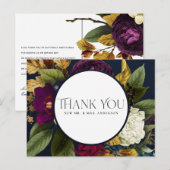 NAVY FALL RETRO BURGUNDY BLUMENWEDD DANKEN POSTKARTE (Vorne/Hinten)