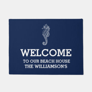 Navy Family Name Beach House SEEPFERD Fußmatte