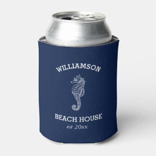 Navy Family Name Beach House Seepferdchen Dosenkühler