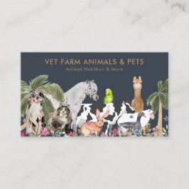Navy Farm Cat Dog Bird Alpaca Animal Nutritionist Visitenkarte