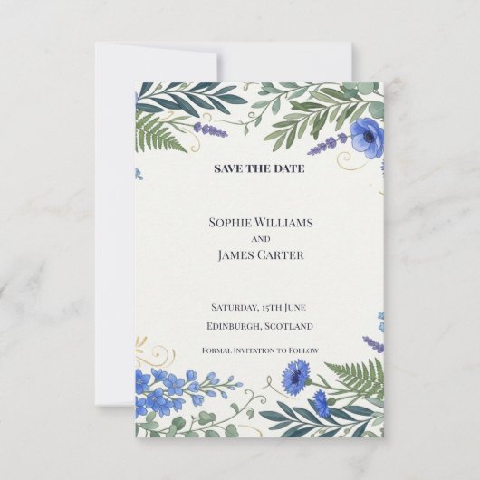 Navy Farn Save-the-Date-Karte Save The Date (Vorderseite)
