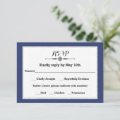 Navy & Faux Glitter Frame - RSVP Response Card Karte (Stehend Vorderseite)