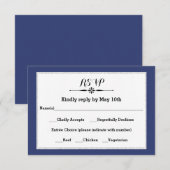 Navy & Faux Glitter Frame - RSVP Response Card Karte (Vorne/Hinten)