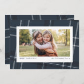 Navy Ferien kariert Weihnachtskarte Feiertagskarte (Vorne/Hinten)