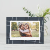 Navy Ferien kariert Weihnachtskarte Feiertagskarte (Stehend Vorderseite)