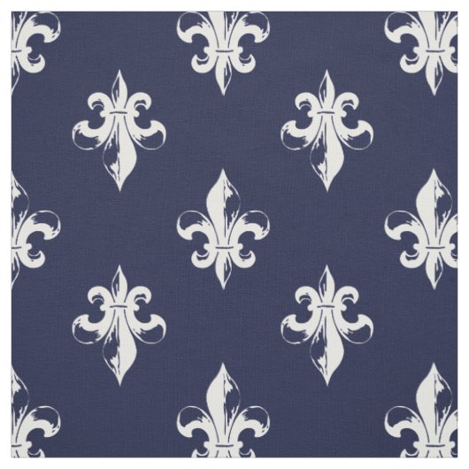 Navy Fleur De Lis Muster Stoff (Muster)