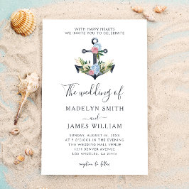 Navy Floral Anchor | Sommerhochzeit Einladung