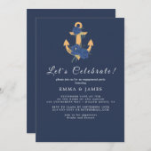 Navy Floral Anchor Summer Einladung (Vorne/Hinten)