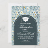 Navy Floral Arch Class of 2026 Grad Invite Einladung (Vorderseite)