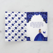 Navy Floral Blonde Hair Girl Happy Birthday Karte (Innenseite)