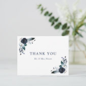 Navy Floral Boho Hochzeit Danke Postcard Postkarte (Stehend Vorderseite)