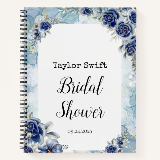 Navy Floral Brautparty Gift Tracker Notizblock (Vorderseite)