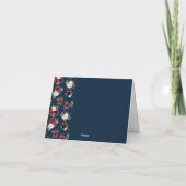 Navy floral Burgundy Blush Wedding Danke Karte (Rückseite)