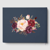 Navy Floral Burgundy Wedding Guest Book Gästebuch (Rückseite)