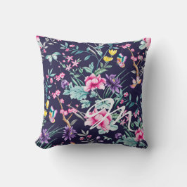 Navy Floral & Butterfly Monogram Kissen
