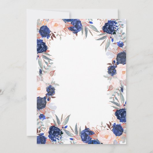 Navy Floral Elegant and Modern Graduation Party Einladung (Rückseite)