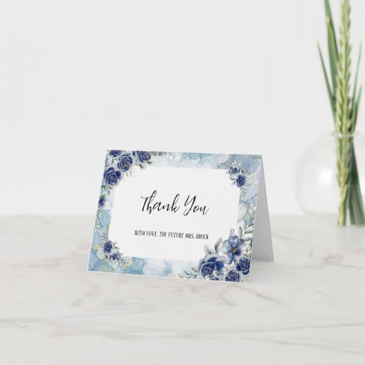 Navy Floral Future Frau Danke Karte (Vorderseite)