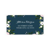 Navy Floral Garden Address Label Adressaufkleber (Vorne)