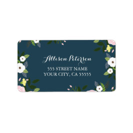 Navy Floral Garden Address Label Adressaufkleber