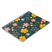 Navy Floral Garden Whimsical Spring Pattern Notizblock (Linke Seite)