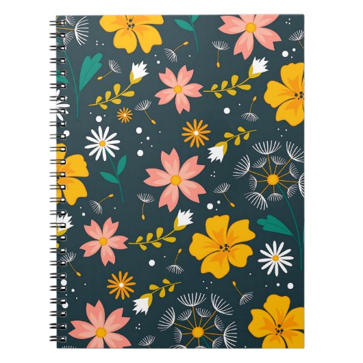Navy Floral Garden Whimsical Spring Pattern Notizblock (Vorderseite)