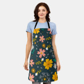 Navy Floral Garden Whimsical Spring Pattern Schürze (Getragen)