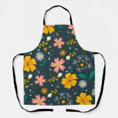 Navy Floral Garden Whimsical Spring Pattern Schürze (Vorderseite)