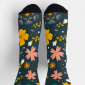 Navy Floral Garden Whimsical Spring Pattern Socken (Oben)
