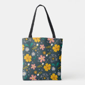 Navy Floral Garden Whimsical Spring Pattern Tasche (Rückseite)