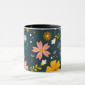Navy Floral Garden Whimsical Spring Pattern Tasse (Zentrum)