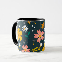 Navy Floral Garden Whimsical Spring Pattern Tasse