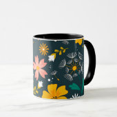 Navy Floral Garden Whimsical Spring Pattern Tasse (VorderseiteRechts)