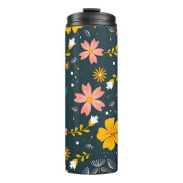 Navy Floral Garden Whimsical Spring Pattern Thermosbecher