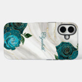 Navy Floral Gold Marmor Case-Mate iPhone Hülle (Rückseite (Horizontal))