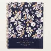 Navy floral, gold monogramm, Herbst Planer (Vorderseite)