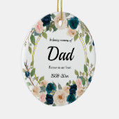 Navy Floral In Loving Memory of Dad Ornament (Rechts)
