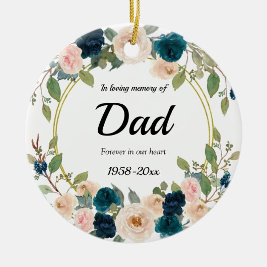 Navy Floral In Loving Memory of Dad Ornament (Vorne)