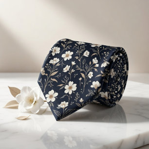 Navy Floral Krawatte