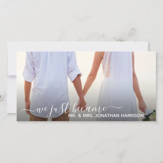 Navy Floral Lanterns Foto Just Married Website Ankündigung (Vorderseite)