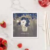 Navy Floral Mason Jar Rustic Serviette (Beispiel)