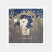 Navy Floral Mason Jar Rustic Serviette (Vorderseite)