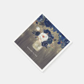 Navy Floral Mason Jar Rustic Serviette (Ecke)