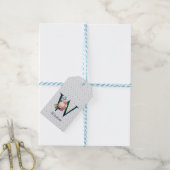 Navy Floral Monogram W Geschenkanhänger (Mit Garn)