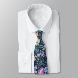 Navy Floral Neck Tie Krawatte