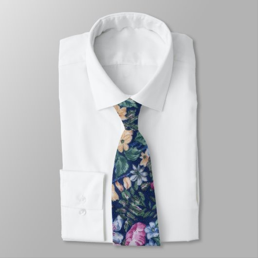 Navy Floral Neck Tie Krawatte (Gebunden)