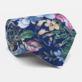 Navy Floral Neck Tie Krawatte (Gerollt)